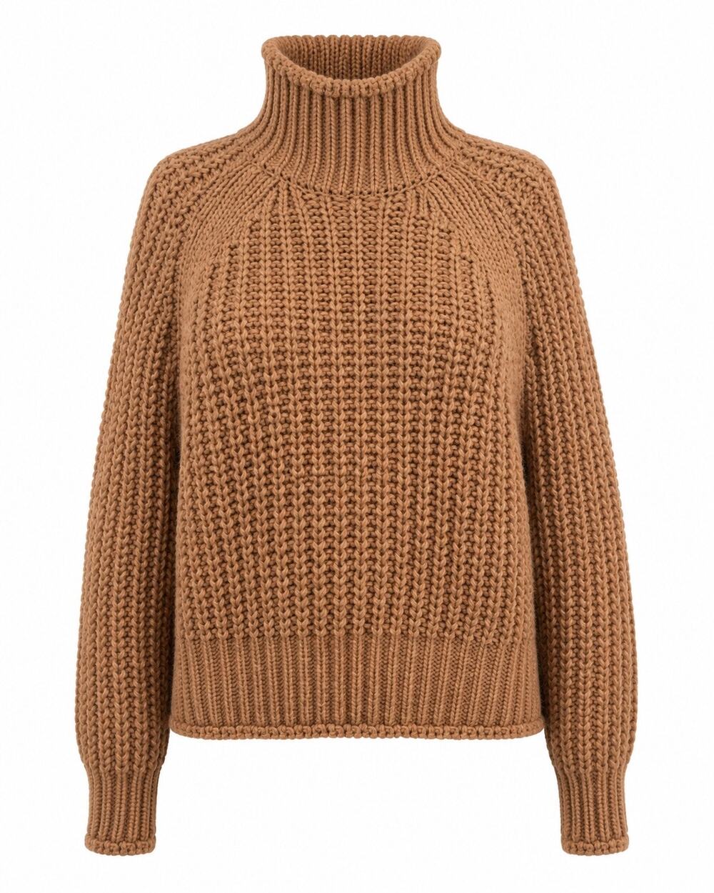 H&M Wool Blend Camel Turtleneck Sweater XS Chunky Knit Cozy Scandi Girl